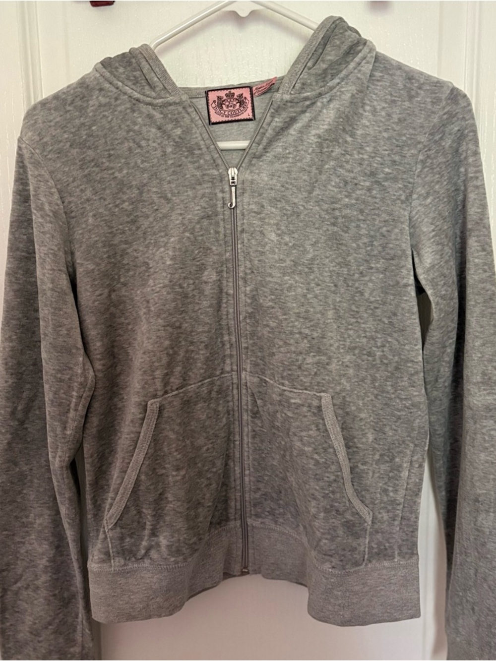 Juicy Couture Light Heather Gray Hooded Zip Vest